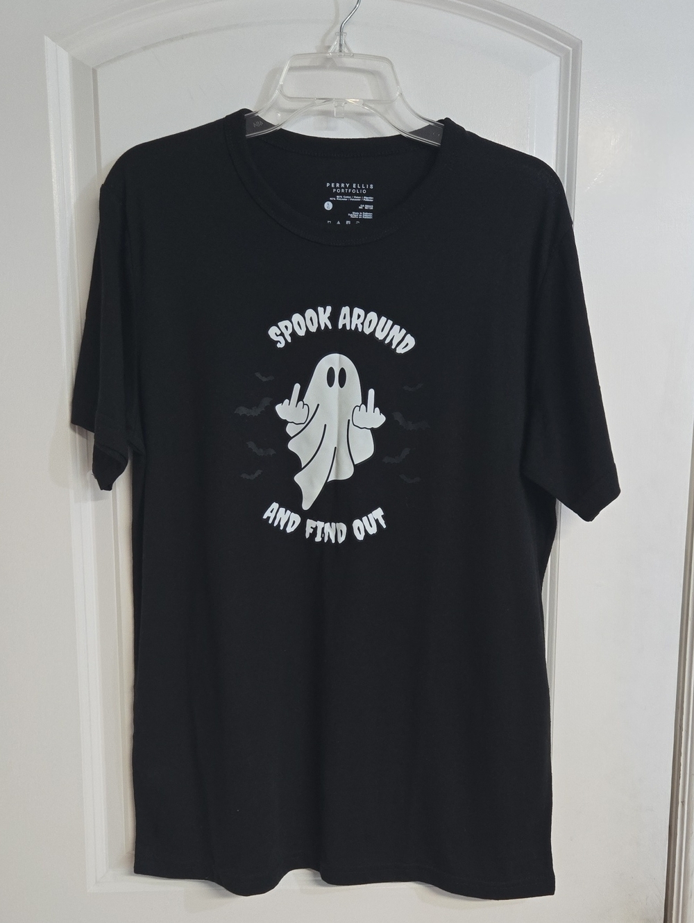 Hand Crafted Black Graphic 'Spook Around' Tee Large